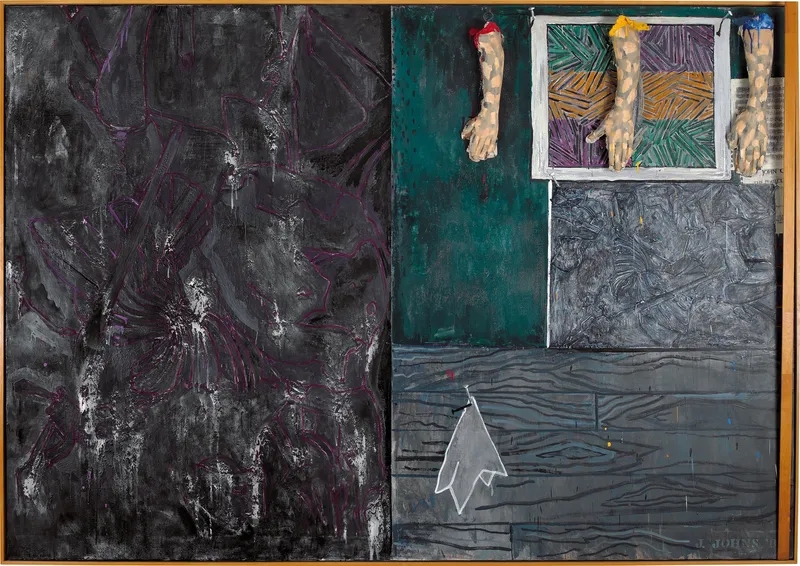 "Perilous Night," 1982, by Jasper Johns. Encaustic on canvas with objects. National Gallery of Art, Washington, D.C.
. Â© 2021 Jasper Johns/VAGA at Artists Rights Society (ARS), New York.